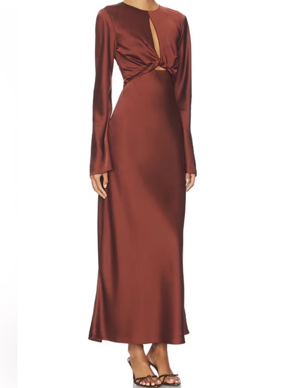 Significant Other Molly Bias Cut Satin Gown, Sz 6, New, Brown/carob